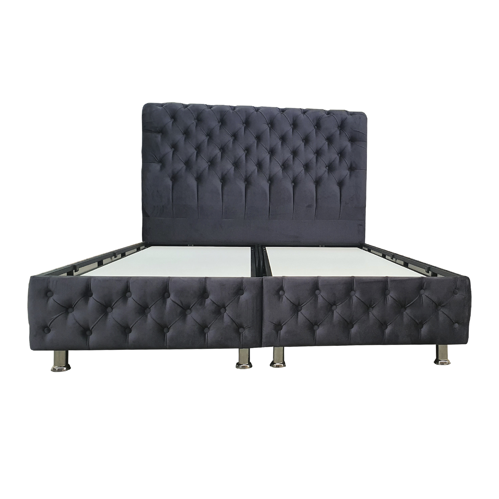 Pat tapitat Chester, spatiu depozitare, gri/maro - imagine 2